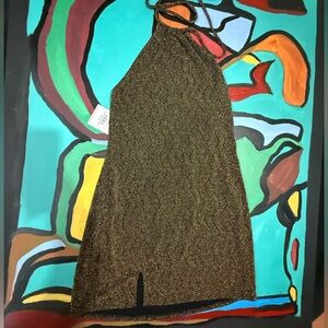 Show Me Your MuMu Glittering Gold Backless Dress